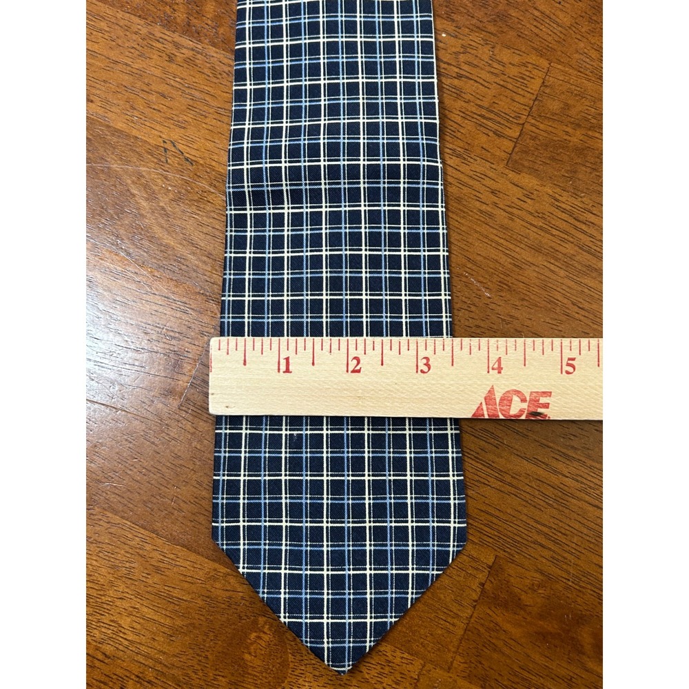Lauren Ralph Lauren Tie Mens OS Blue Plaid Silk Blend Formal Business Necktie - Picture 9 of 10
